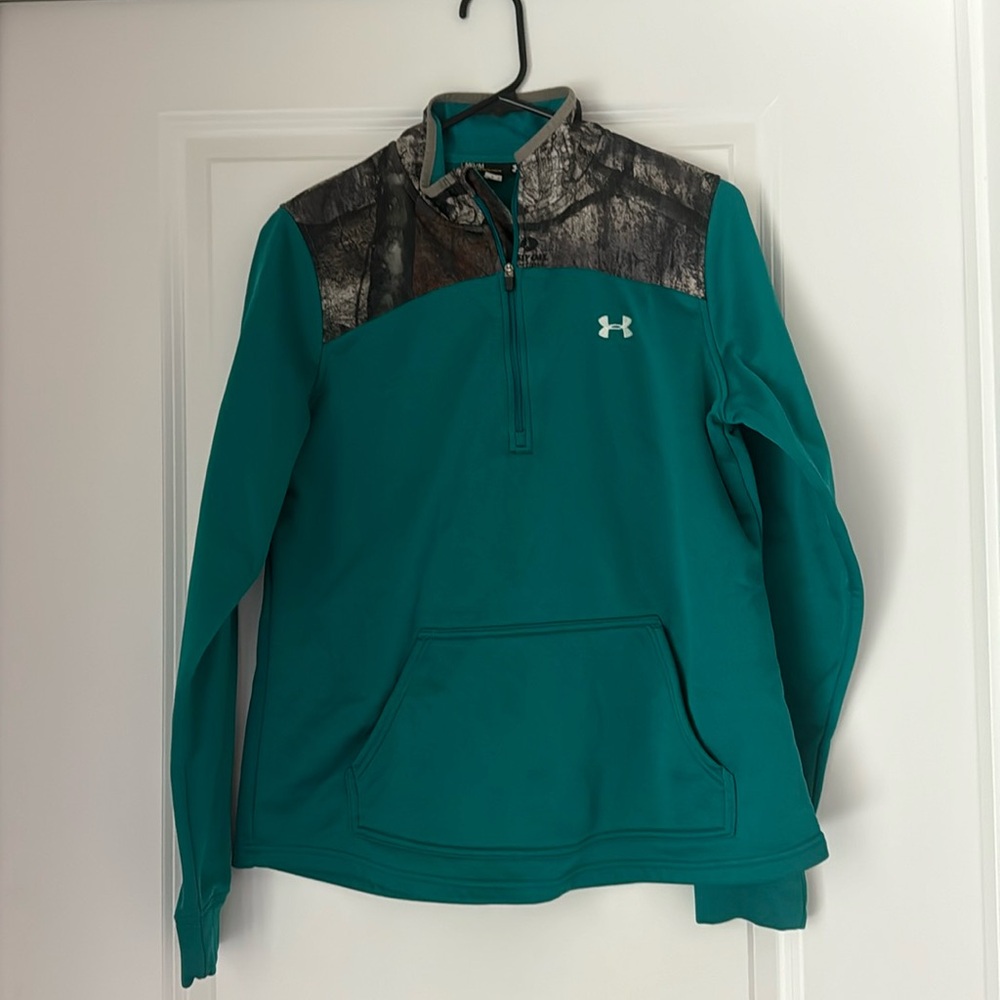 Women's Under Armour Caliber 1/2 Zip Hunting Pullover - Teal - Medium